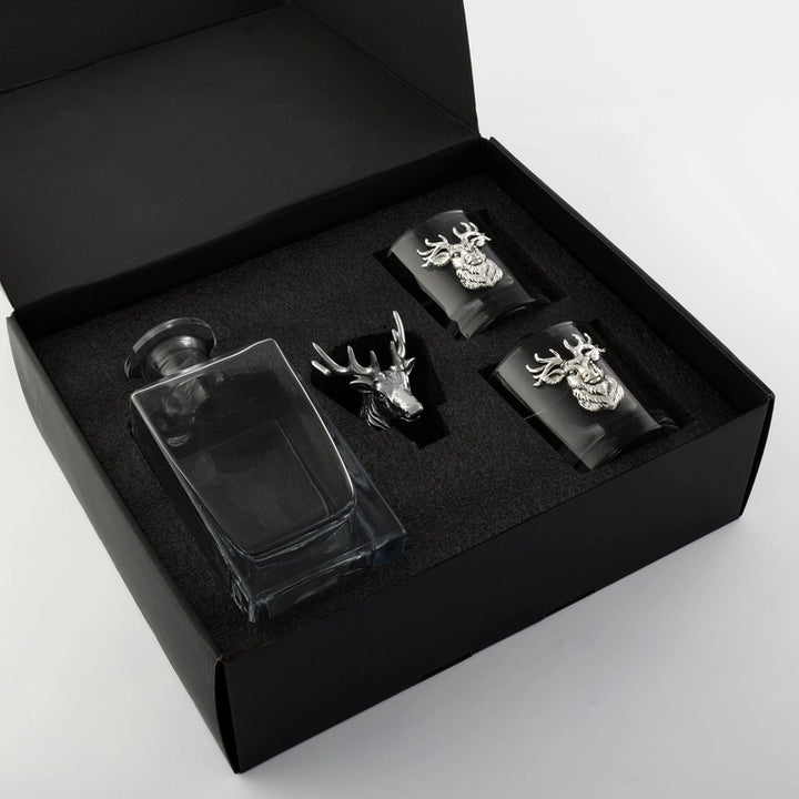 Arthur Court Elk Bust Decanter Set with Glasses