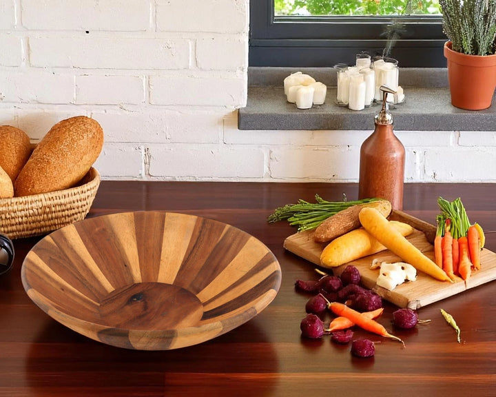 Arthur Court Extra Large Wok Style Wooden Acacia Salad Bowl
