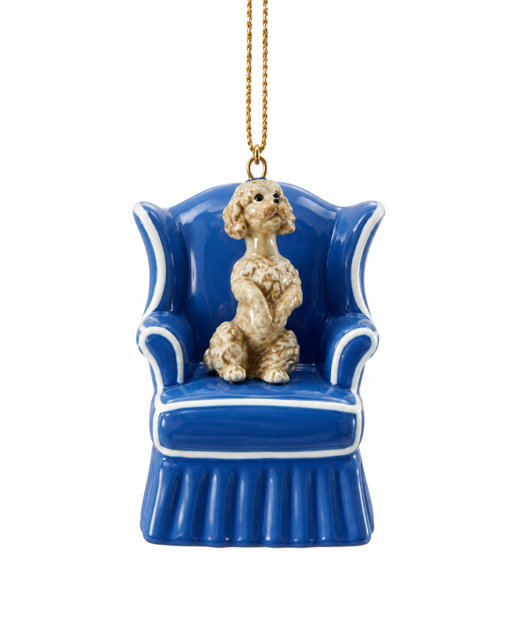 Resin Vintage Reproduction Dog in Chair Ornament