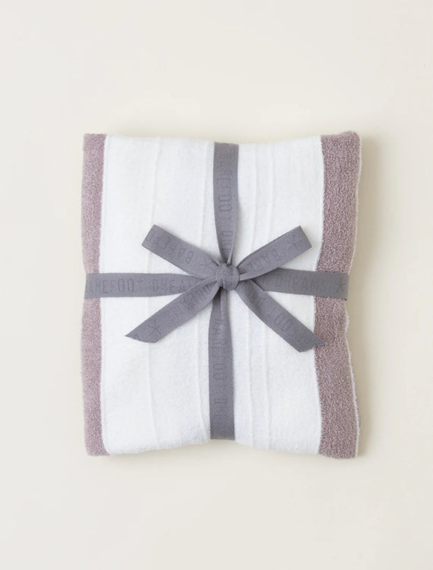 Barefoot Dreams - CozyChic Lite® Pinched Stripe Blanket Scarf - Pearl / Deep Taupe