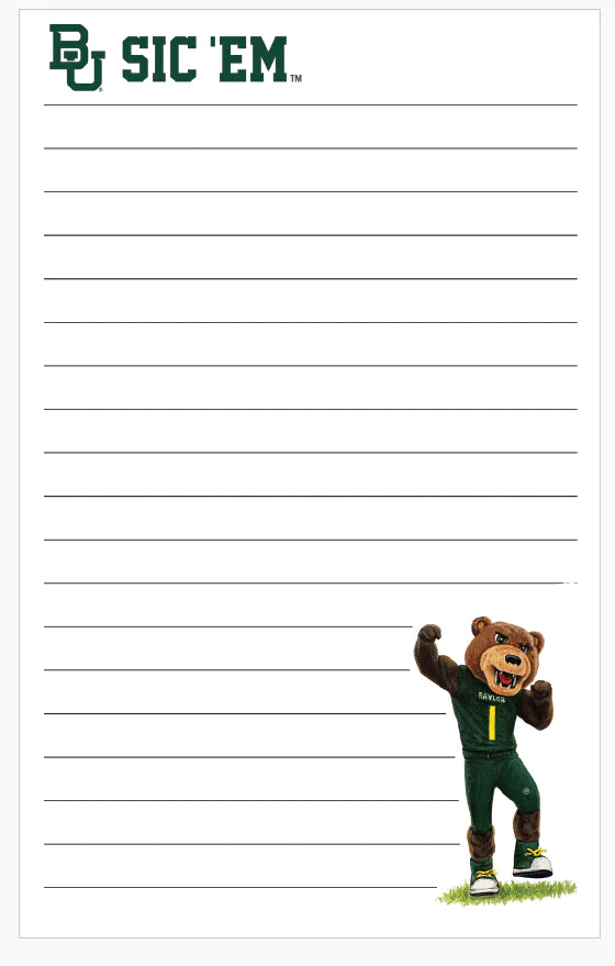 Baylor Bears Mascot Notepad