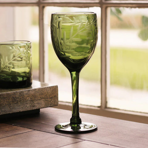 Beatriz Ball - Fern Wine Glass - Dark Green
