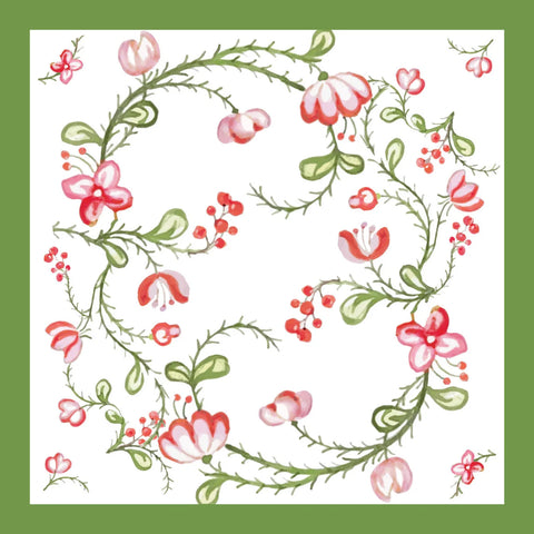 Beatriz Ball - Linen Norelle Napkin - Green and Red Floral