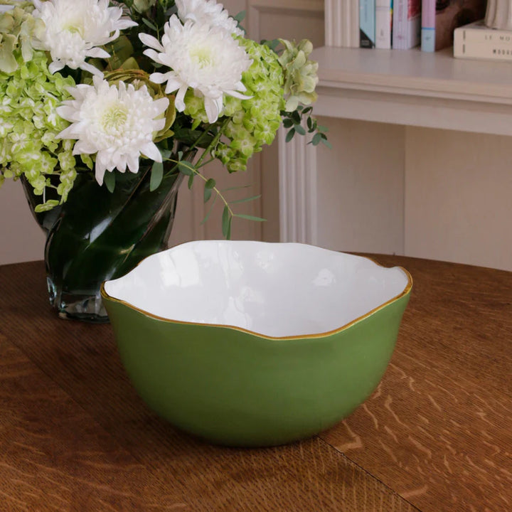 Beatriz Ball Encanto Osaka Large Leaf Green and White Bowl