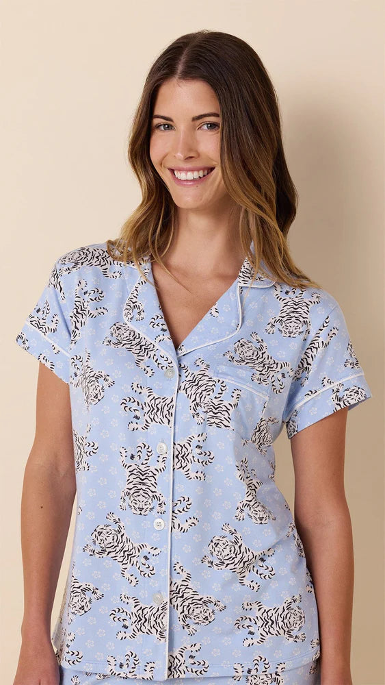 The Cat's Pajamas Bengal Blue Pima Knit Short Set