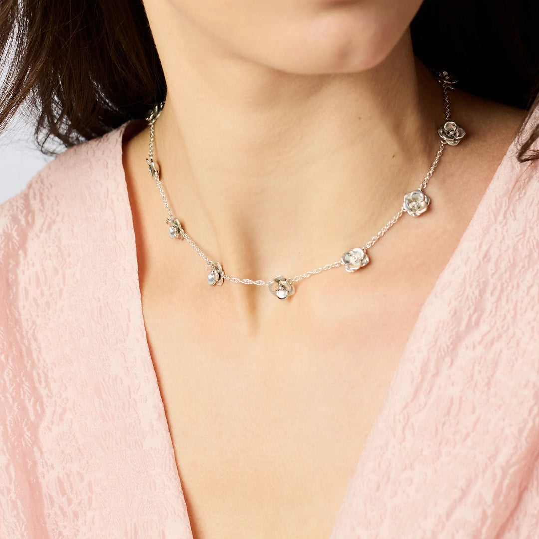 Julie Vos Silver Bloom Delicate Station Necklace