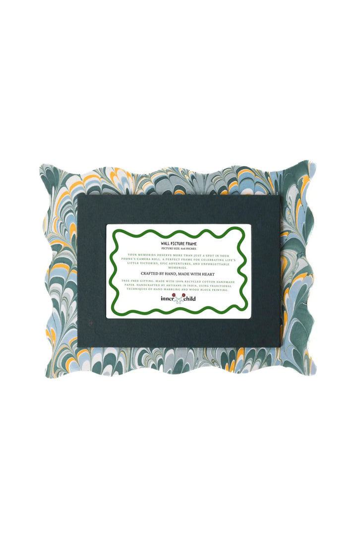 Inner Child Pink Hand-Marbled Scalloped Photo Frame