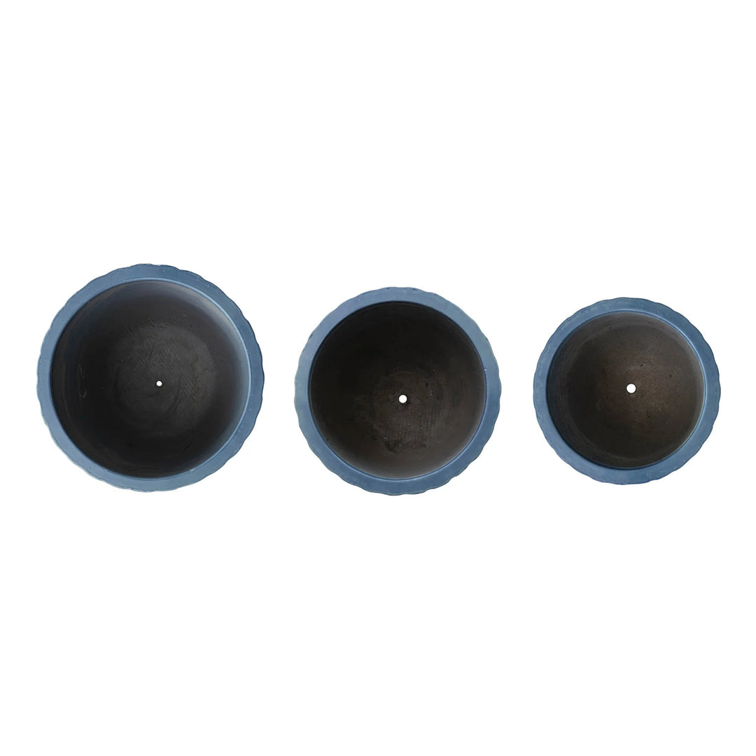 Blue Embossed Planter with Drainage Hole