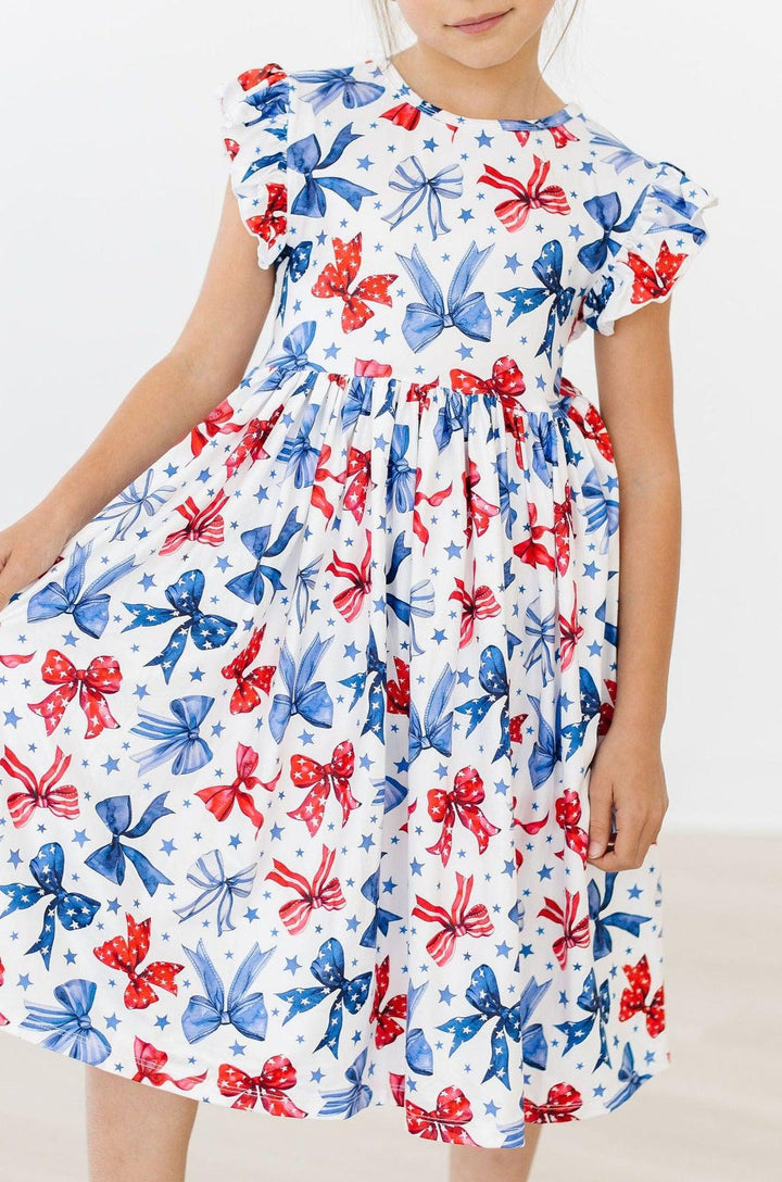 Mila & Rose Girl's Born to Sparkle Flutter Sleeve Twirl Dress