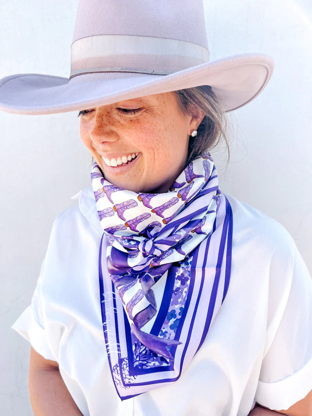 Brooke Wright Designs - Purple Scarf With Boot Print