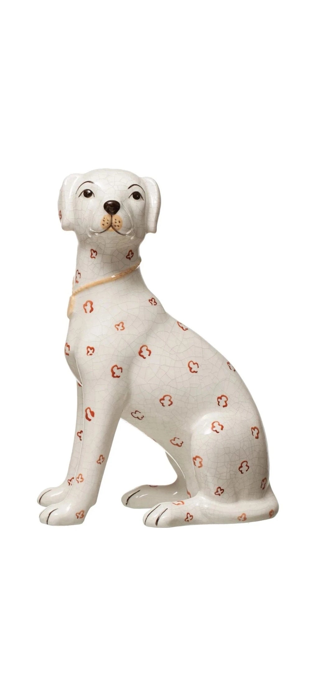Hand-Painted Ceramic Dog - Crackle Finish