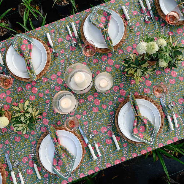 Pomegrante - Tablecloth - Cactus Flower Jade