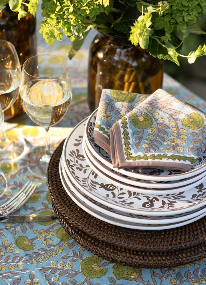 Pomegranate Cactus Flower Teal & Green Dinner Napkin