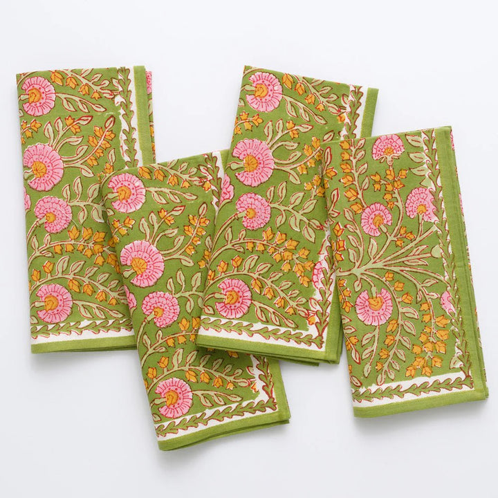Pomegranate Cactus Flower Fern & Flamingo Dinner Napkin