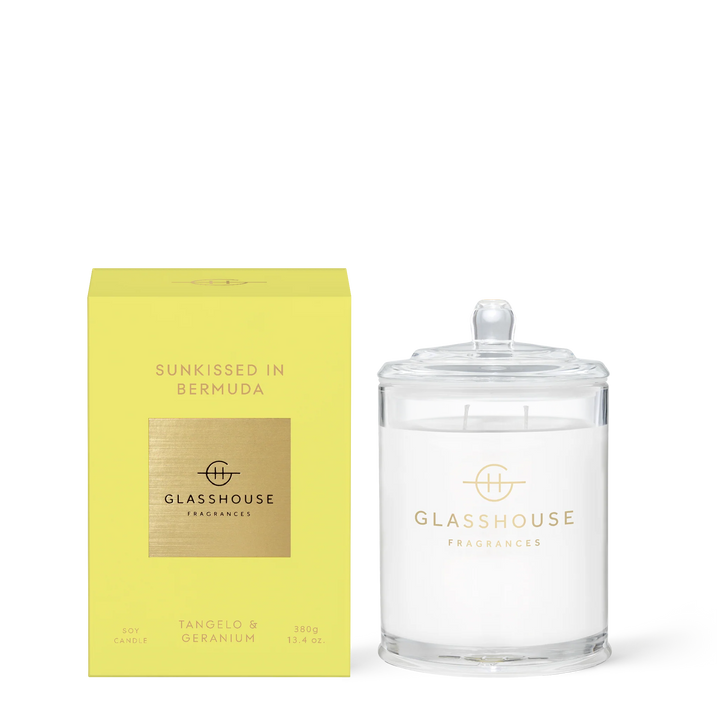 Glasshouse Fragrances Scented Soy Candle Sunkissed in Bermuda
