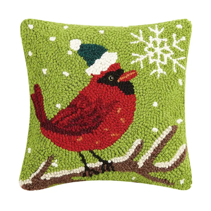 Peking Handicrafts Cardinal with Snowflake Hook Pillow