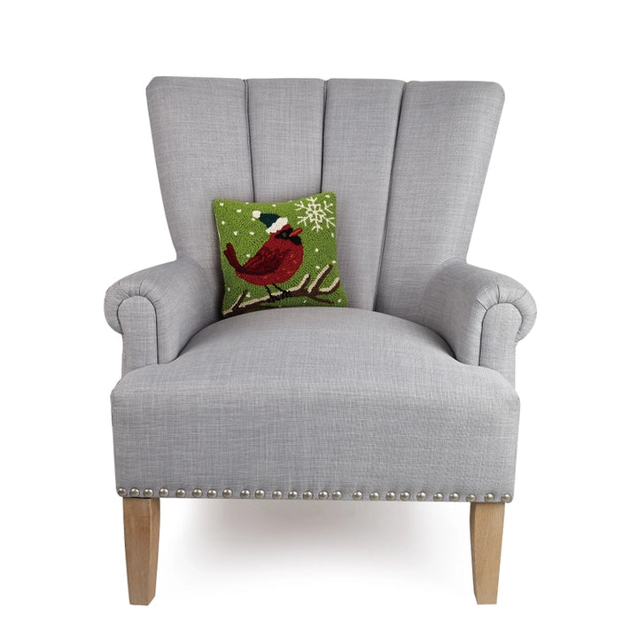 Peking Handicrafts Cardinal with Snowflake Hook Pillow