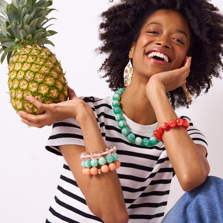 Cece Large Resin Bead Bracelet Aqua