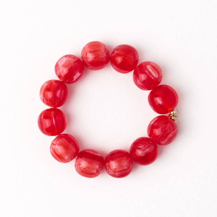 Cece Large Resin Bead Bracelet Red