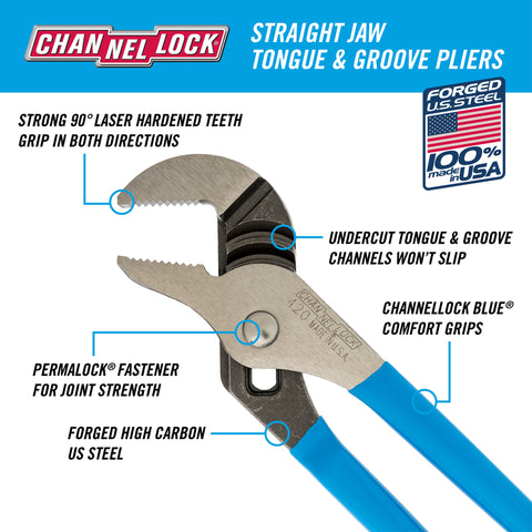 Channellock 6-1/2 & 10 in. Straight Jaw Tongue and Groove Pliers