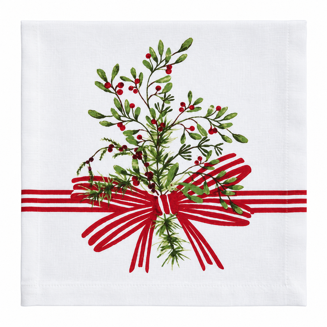 Winter Berries Bow & Garland Dinner Napkin