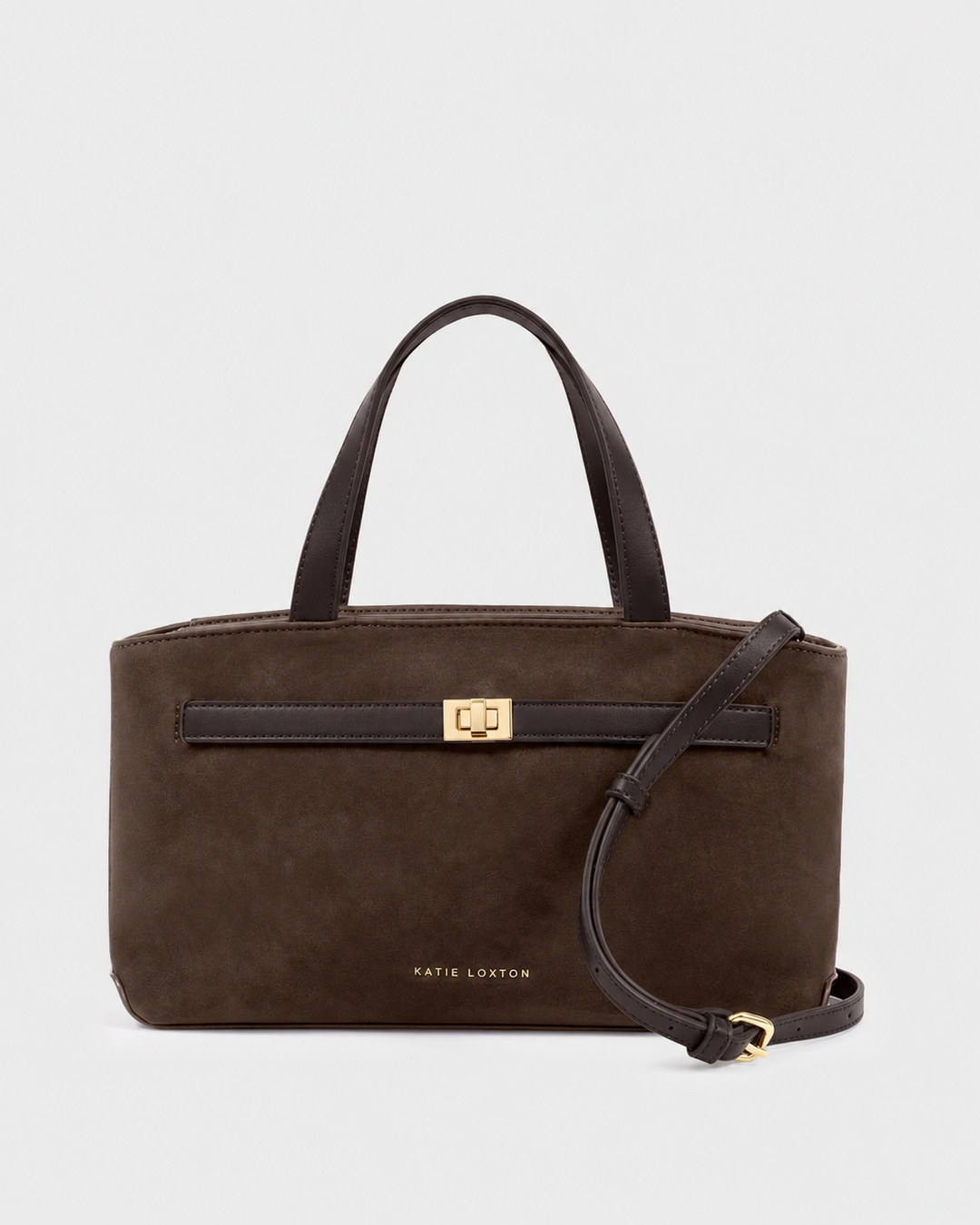 Katie Loxton Bitter Chocolate Orin Top Handle Suedette Crossbody Bag