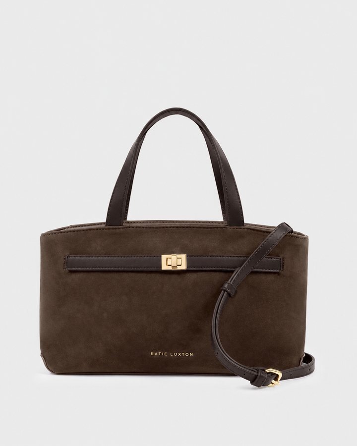 Katie Loxton Bitter Chocolate Orin Top Handle Suedette Crossbody Bag