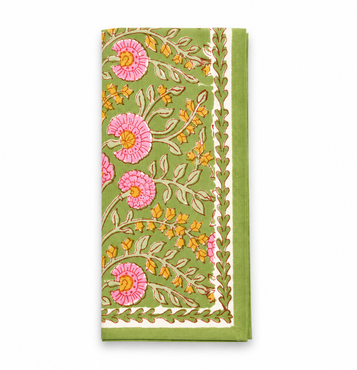 Pomegranate Cactus Flower Fern & Flamingo Dinner Napkin