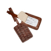 Chestnut Woven Leather Luggage Tag