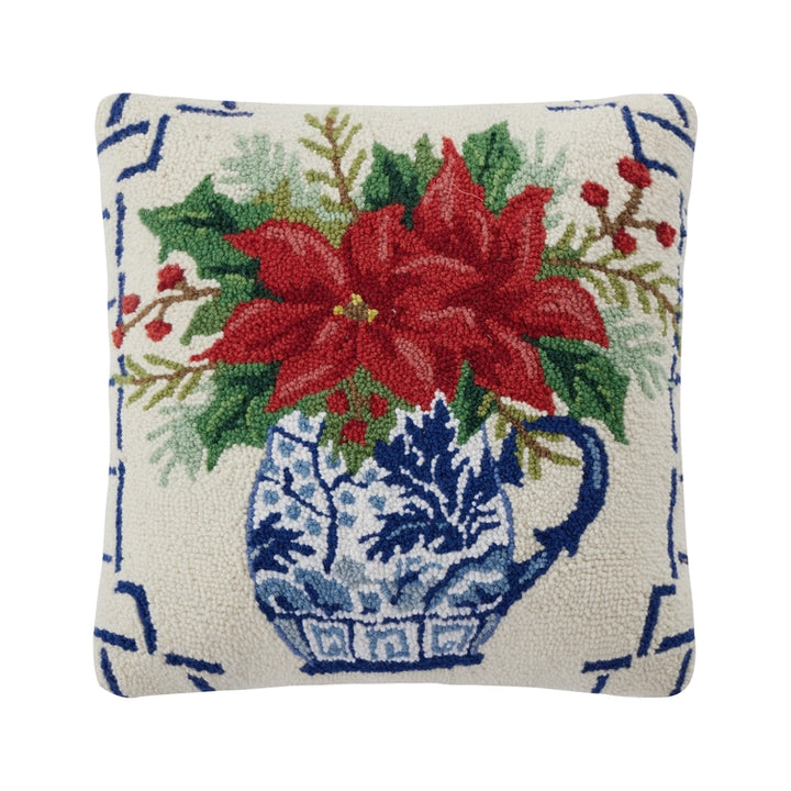 Peking HandicraftsChinoiserie Poinsettia Hook Pillow