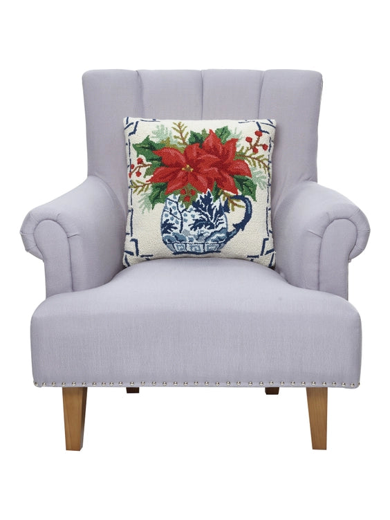 Peking HandicraftsChinoiserie Poinsettia Hook Pillow