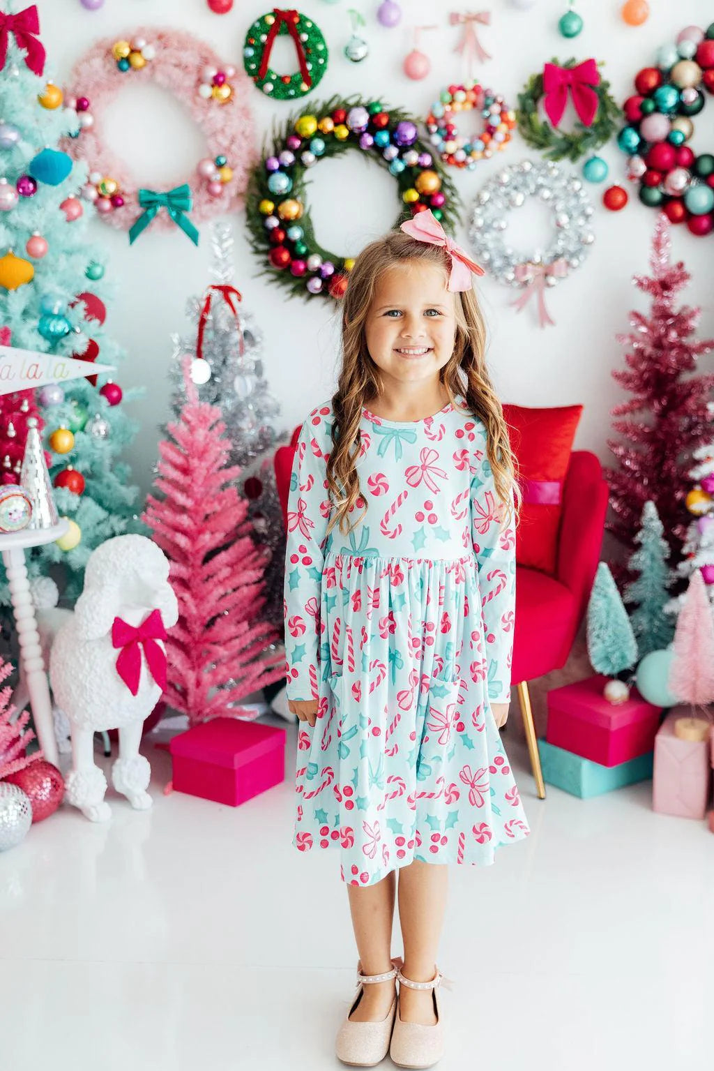 Mila & Rose Girl's Christmas Cheer Pocket Twirl Dress