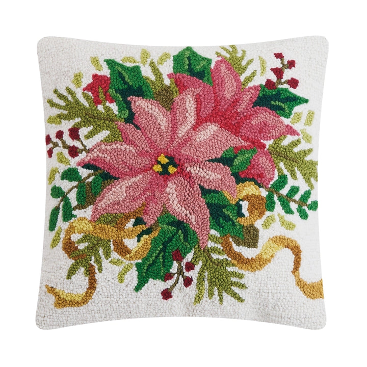 Peking Handicrafts Christmas Poinsettia Hook Pillow