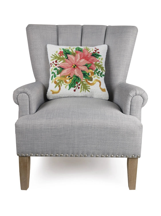 Peking Handicrafts Christmas Poinsettia Hook Pillow