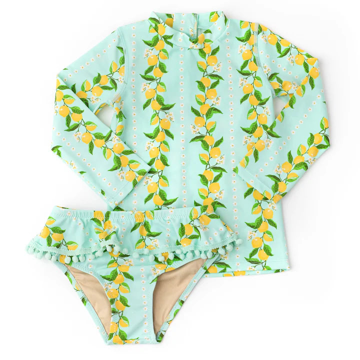 Girl's Rashguard Swimwear Set - Citrus Grove