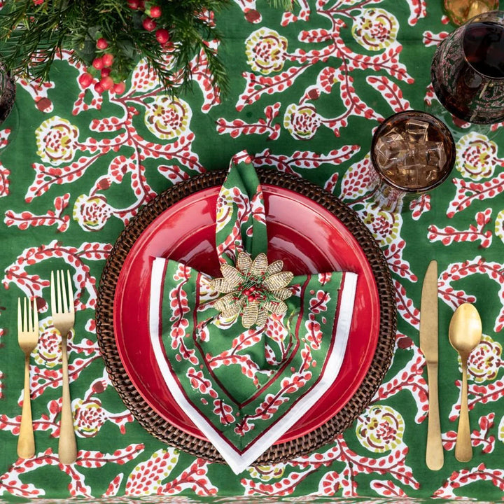 Pomegranate Emerald Climbing Dahlia Napkin