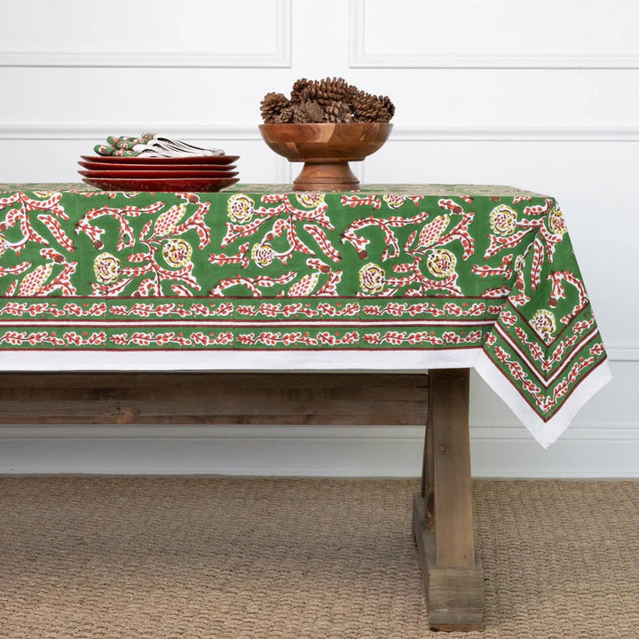 Pomegranate Emerald Climbing Dahlia Tablecloth