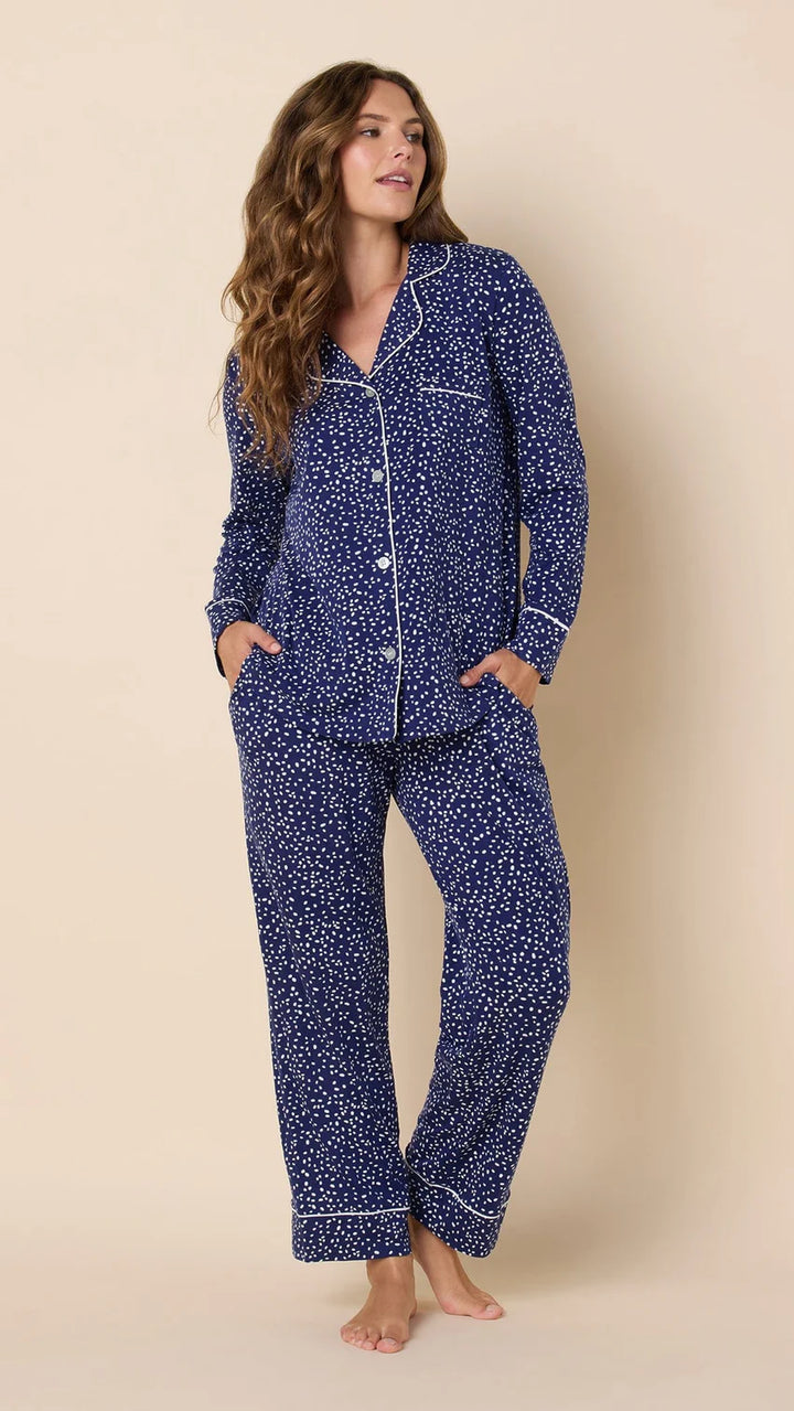 The Cat's Pajamas Confetti Dot Pima Knit Long Sleeve Pajama