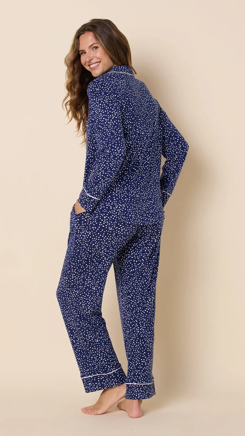 The Cat's Pajamas Confetti Dot Pima Knit Long Sleeve Pajama