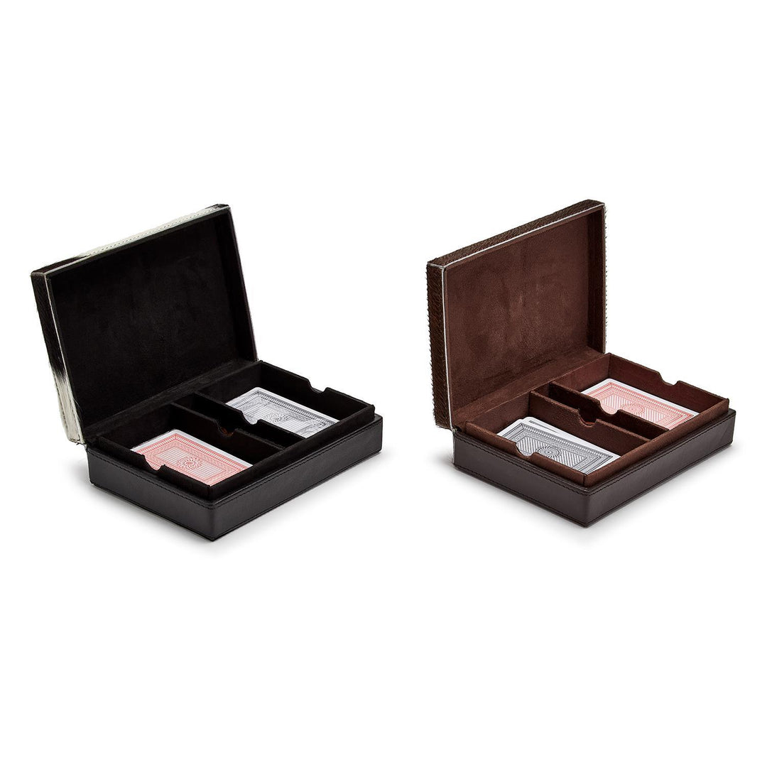 Cowhide Playing Card Set in Hand-Crafted Box - Assorted