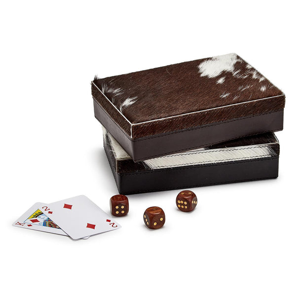 Cowhide Playing Card Set in Hand-Crafted Box - Assorted