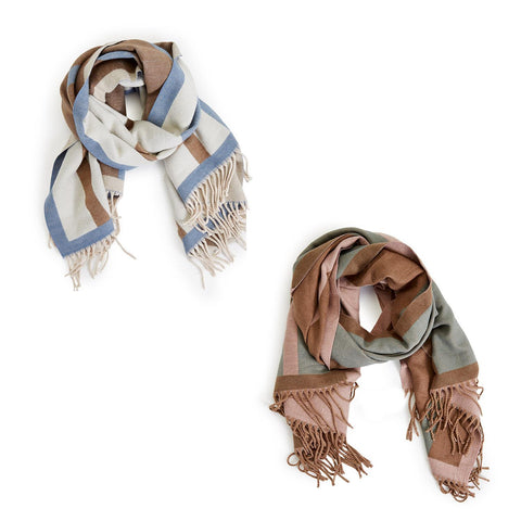 Cozy Reversible Cashmere-Like Super Soft Scarf with Tassels - Assorted