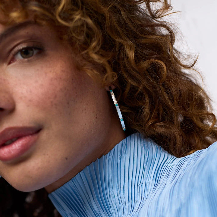 Julie Vos Crescent Stone Hoop