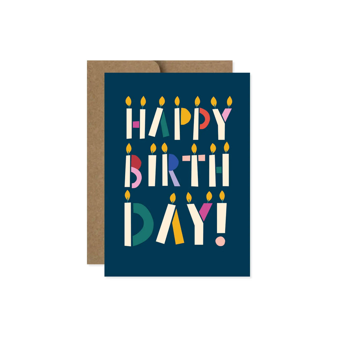 Cut Paper Candles Birthday Greeting Card