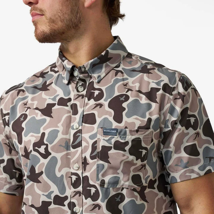 Burlebo Men's Mallard Mayhem Camo Performance Button Up