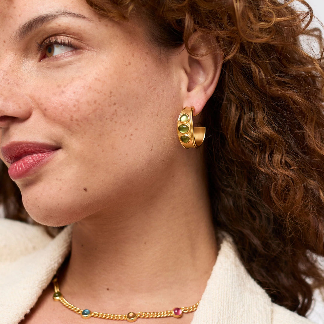 Julie Vos Iridescent Palmetto Green Dolce Stone Hoop Earring