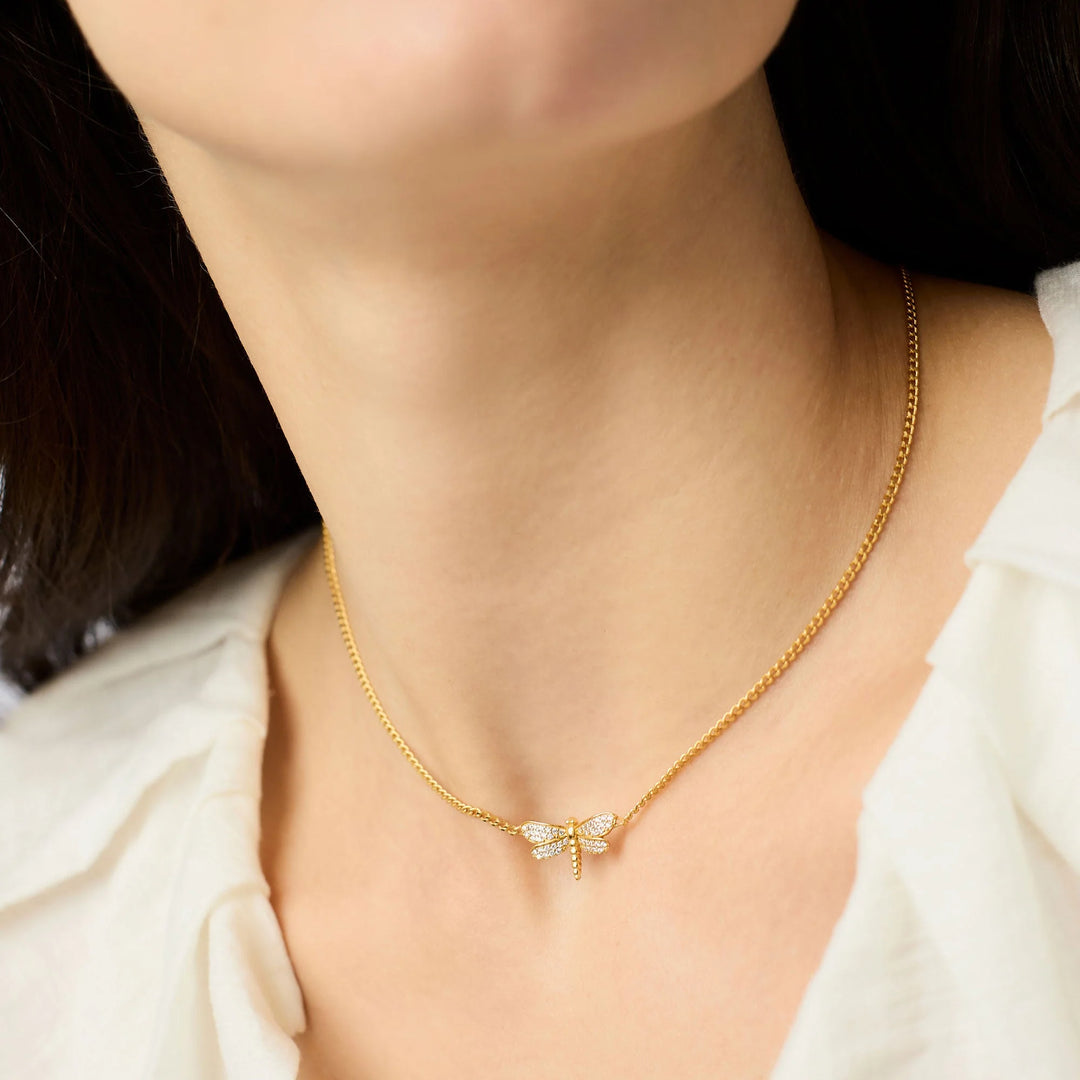 Julie Vos Dragonfly Pavé Delicate Necklace