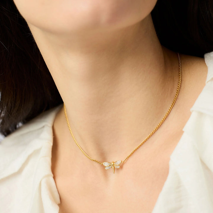 Julie Vos Dragonfly Pavé Delicate Necklace