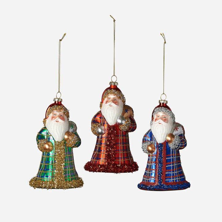 Plaid Santa Ornament