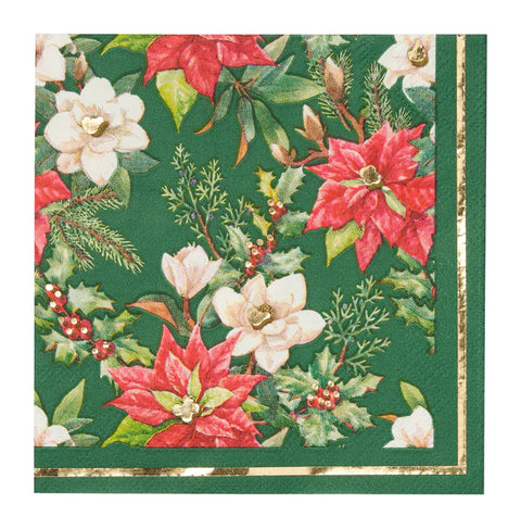 Evergreen Floral Paper Cocktail Napkins